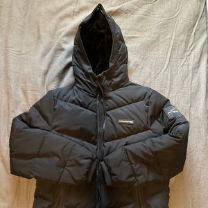 Hollister Men's Black Small Faux Fur-Lined Puffer Jacket